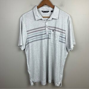 Travis Mathew Polo Shirt Mens XL Gray Heather Striped Casual Outdoors Golf